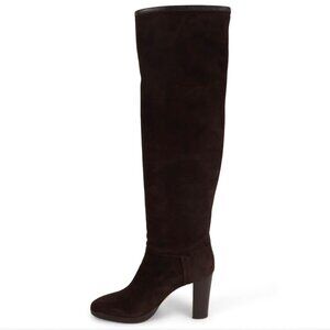 LORO PIANA dark brown suede THADOR Knee-High Boots 40